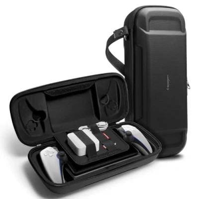Image of Spigen Rugged Armor Pro Compatible with PlayStation Portal Remote Player Hard Shell Travel Carrying Case Black
