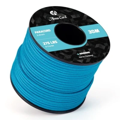 Image of Abma Cord 2.4mm Paracord 275 30m Nylon Rope 4 Strands Tactical Parachute Max. 125kg (275lbs) Blue