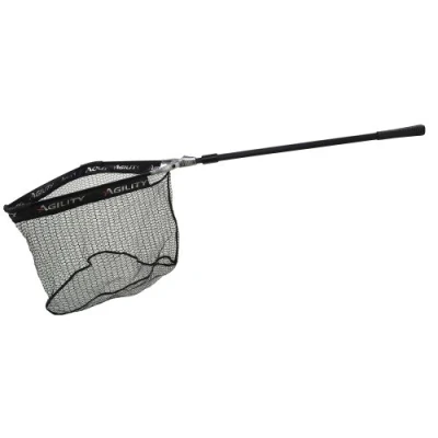 Image of Shakespeare Agility Trout Net Extendable Telescopic with Rubber Mesh and Grip for Fly Fishing Brown Rainbow