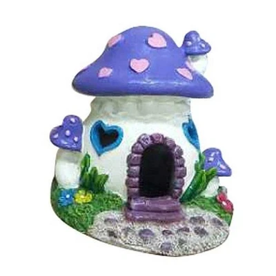 Image of Aqua One Fairy Mushroom House Aquarium Ornament Red &amp; Purple 10x10x11cm 27036