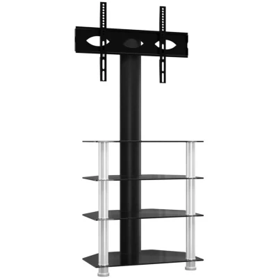 Image of vidaXL Corner TV Stand 4 Tiers for 32 70 Inch Black and Silver