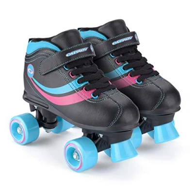 Image of Osprey Disco Quad Roller Skates for Adults and Kids, Retro Boots with ABEC 7 Bearings, UK ADULT 1/EU 33, Black