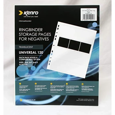 Image of Kenro Translucent Negative Pages for Ringbinder 4 Strips of 120 Roll Film Pack 100 KNF14