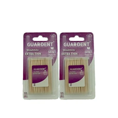 Image of Guardent Dental Extra Thin Toothpicks and Biodegradable Woodsticks Plaque Remover Fresh Effect Mint &amp; Fluoride Flavor 2 Packs of 120 Picks (240 Picks)