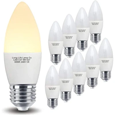 Image of 10 Pack 5w LED Candle Light Bulb E27 ES Warm White Frosted Opaque Cover