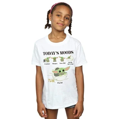 Image of Star Wars Girls The Mandalorian Child Moods T Shirt White 3 4 Years