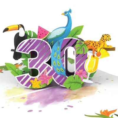Image of Cardology 30th Birthday Pop Up Card Tropical For Women