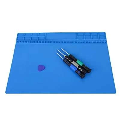 Image of Lazmin Soldering Silicone Pad Mat, Heat Insulation Repair Maintenance Platform for Phone service Magnetic Solder 350MM*250MM(Navy)