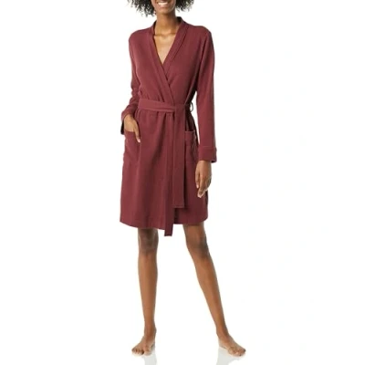 Image of Amazon Essentials Women&#039;s Lightweight Waffle Mid Length Robe (Available in Plus Size), Rich Burgundy, M