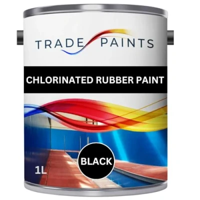 Image of Chlorinated Rubber Paint For Concrete Stone Brick Excellent Durable Waterproofing &amp; Chemical Resistant (Black, 1 Litre)