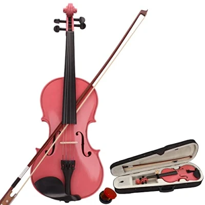 Image of 4/4 Full Size Acoustic Violin Fiddle Set for Adult Beginners Students with Case, Bow, Rosin (Pink)