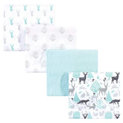 Image of Hudson Baby Unisex Cotton Flannel Receiving Blankets, 4 Pack, Woodland Neutral, One Size