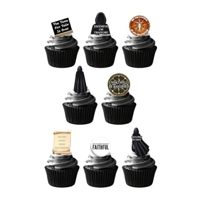 Image of Top That 25 Stand Up Traitors Faithful Game Themed Edible Wafer Paper Cake Toppers Decorations