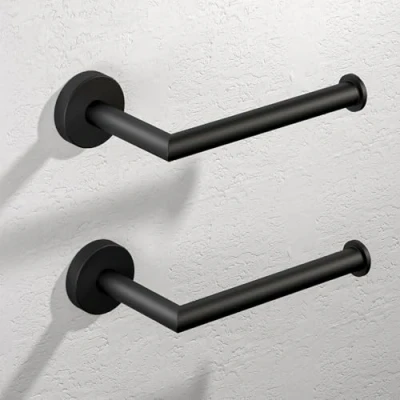 Image of HITSLAM Toilet Roll Holder Wall Mounted SUS 304 Stainless Steel Silver Paper Waterproof Rotateproof Loo for Bathroom Matte Black 2 Pack