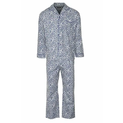 Image of Champion Mens Paisley Warm Brushed Cotton Pyjama Lounge Wear Blue 3XL