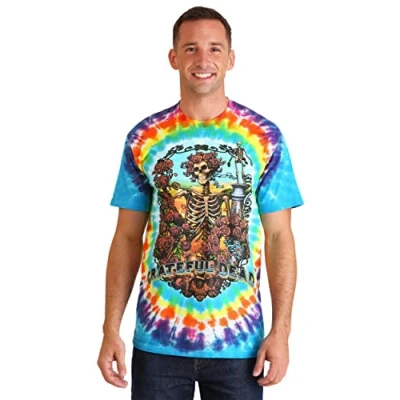 Image of Liquid Blue Men&#039;s Grateful Dead Rainbow Bertha Tie Dye Short Sleeve T Shirt, Multi Dye, S