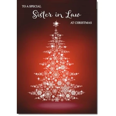 Image of doodlecards Sister in Law Christmas Card Snowflake Tree Medium Size for with Plain Envelope