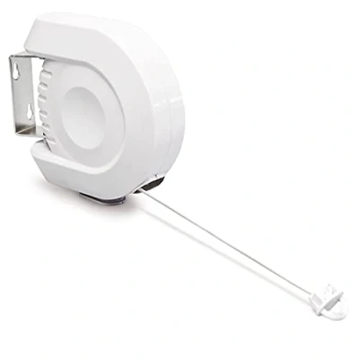 Image of Relaxdays Retractable Clothesline Clothes Drying Line 12 m, White