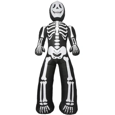 Image of Smiffys Giant Outdoor Inflatable Skeleton, 10ft with Fan, Pegs &amp; Transformer, UK Plug, Halloween Fancy Dress Accessory, Skeleton Up Party Goods