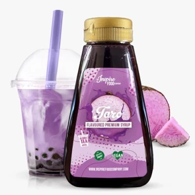 Image of INSPIRE FOOD Taro Syrup for Bubble Tea 250 ml Aromatic Tea, Boba Slushes and Iced Drinks 100% Vegetarian, Gluten Free