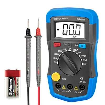 Image of Capacitor Tester GR 36D Multi Testers Professional Handheld Capacity 0.1pF to 20000uF with LCD Display, Data Hold, Backlight Function