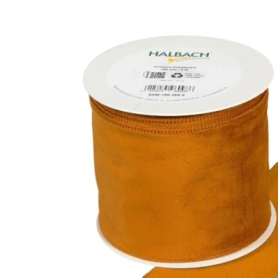 Image of FloristryWarehouse Rust Christmas Velvet Fabric Ribbon 100mm (4&quot;) Wide on 8m roll Wired Edge