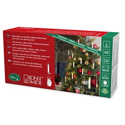 Image of Konstsmide Christmas Battery powered LED Xmas tree candles, 10 bulb