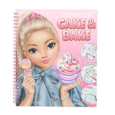 Image of Depesche 13386 TOPModel Cake Colouring Book with Sequins, 32 Pages for Designing Model and Baking Motifs, Includes 5 Sticker Sheets, Multicoloured