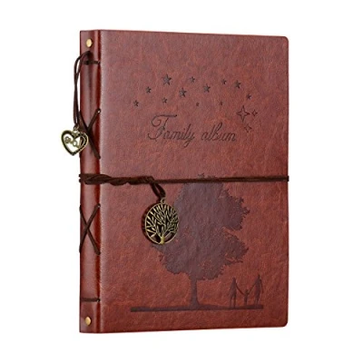 Image of ZEEYUAN Family Photo Album Big Tree Leather DIY Scrapbook 60 Black Pages for everyone