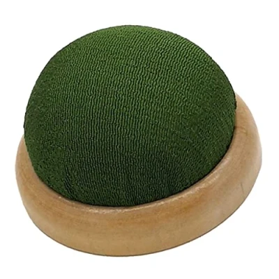 Image of Baoblaze Pin Cushion with Wooden Plate, Table Cushion, Plain Color Holder Storage of Pins, Storage, Green, 7cm