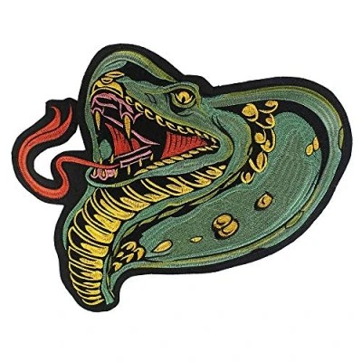 Image of EMDOMO Large Snake Punk Rock Patches Iron on Embroidery for Biker Jacket Back Badges 1piece