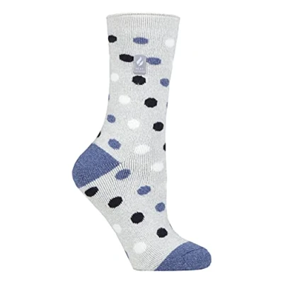 Image of HEAT HOLDERS Lite Womens Insulated Thermal Socks Multiple Designs Including Argyle Stripes Hearts Stars Warm for Winter (4 7, Light Grey/Denim (Malaga))