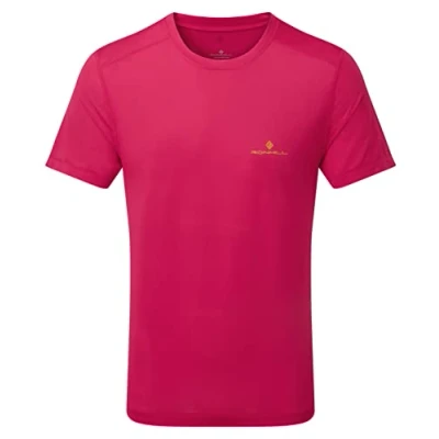 Image of Ronhill Men&#039;s Tech S/S Tee T Shirt, Firecracker/Dark Gold, S UK