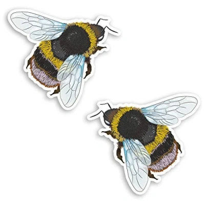 Image of 2 x 10cm Bumble Bee Insect Vinyl Stickers Science Nature Laptop Sticker #34609 (10cm Wide)