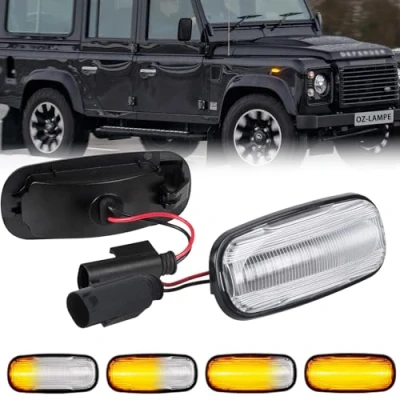 Image of OZ LAMPE LED Dynamic Side Indicator for Land Rover Discovery 2 Defender Freelander 1, Car Turn Signal Light Clear Lens Canbus Error Free, Sequential Marker Blinker, 2Pcs