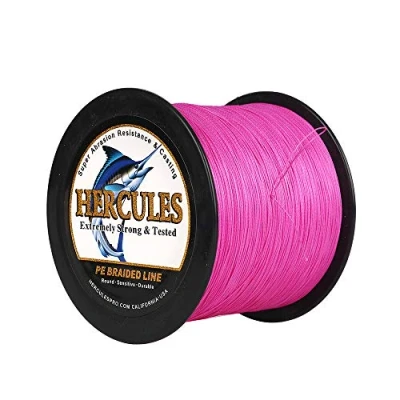Image of HERCULES Super Cast 1000M 1094 Yards Braided Fishing Line 90 LB Test for Saltwater Freshwater PE Braid Fish Lines Superline 8 Strands Pink, 90LB (40.8KG), 0.50MM