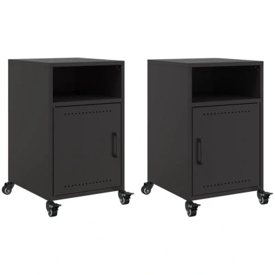 Image of vidaXL Bedside Cabinets Nightstand Bed Table Cabinet 2 pcs Black Steel