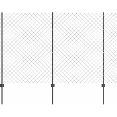 Image of vidaXL Chain Link Fence with 20 U Posts Grey 1.5x10 m Steel