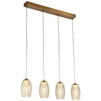 Image of Cyclone 4 Light Bar Pendant Bronze, Champagne Glass