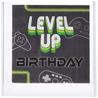 Image of Amscan 512948 55 Level Up Gamers Kids Birthday Party Luncheon Napkins 16 Pack