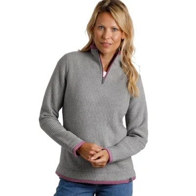 Image of Weird Fish Beyonce 1/4 ZIP GRID Fleece jumper, Women&#039;s, Size: 16, Frost grey