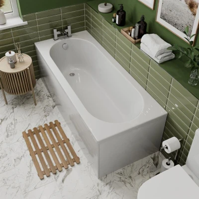 Image of Ceramica Single Ended Curved Small Bath With Side Panel 1500x700mm