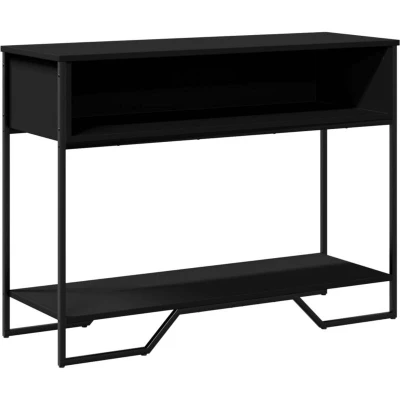 Image of vidaXL Black Console Table End/Side Accent Furniture with Storage in Engineered Wood 100x35x74.5 cm Modern Hallway/Living Room
