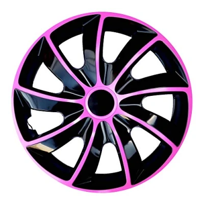 Image of NRM Quad Bicolor Wheel Covers Hubcaps 15&quot; Set 4PCS Car ABS Pink Universal 15 in Weather Resistant