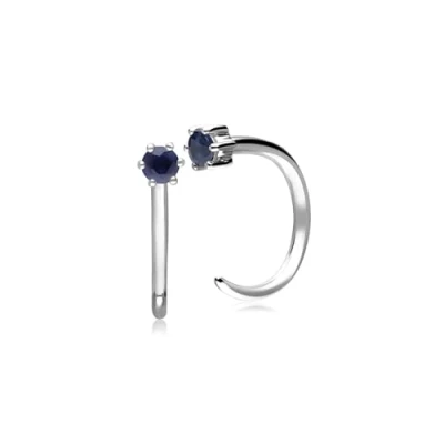 Image of Sapphire Pull Through Hoop Earrings in 9ct White Gold