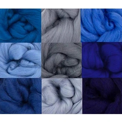 Image of Molten Designs Merino Felting Wool Tops Pack of 9 Blue