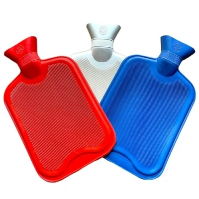Image of Faboer Large 2L Hot Water Bottles 3 Pack Bottle (2Litre) in Colours (Blue, White and Red) Rubber Without Cover