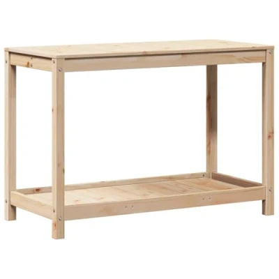 Image of vidaXL Potting Table with Shelf Solid Pine Wood Workbench for Garden/Terrace, 108x50x75 cm, Brown, Easy to Assemble