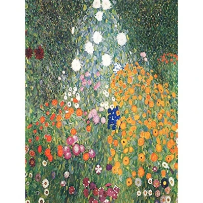 Image of Wee Blue Coo Gustav Klimt Flower Garden 1907 Old Master Painting Art Print Poster Wall Decor 12X16 Inch