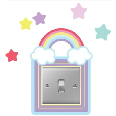 Image of Rainbow &amp; Stars Light Switch Surround Art Vinyl Wall Stickers Children&#039;s Bedroom